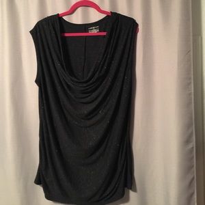 Black with Sparkle Drop Front Top