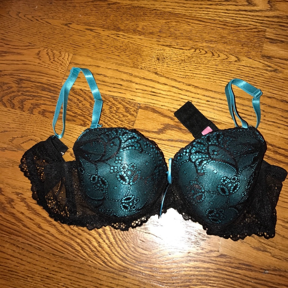 Blue lace bra
