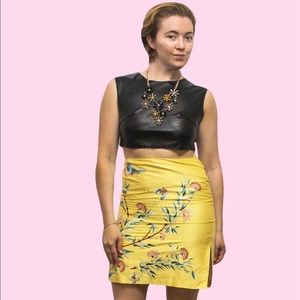 Ralph Lauren yellow silk floral mini skirt size 8