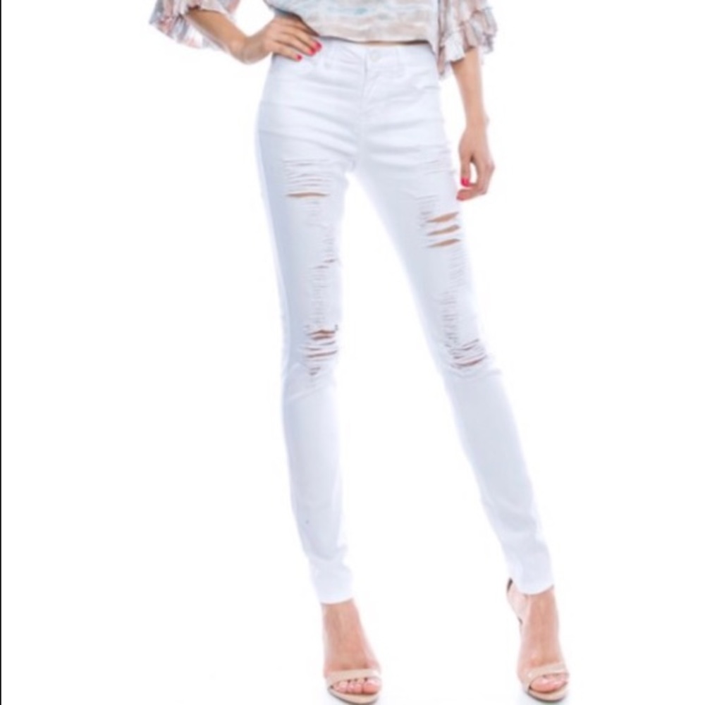 White High Waisted ripped skinny jeans - Picture 2 of 7