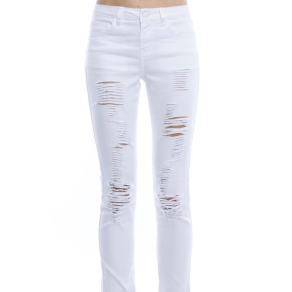 White High Waisted ripped skinny jeans - Picture 4 of 7