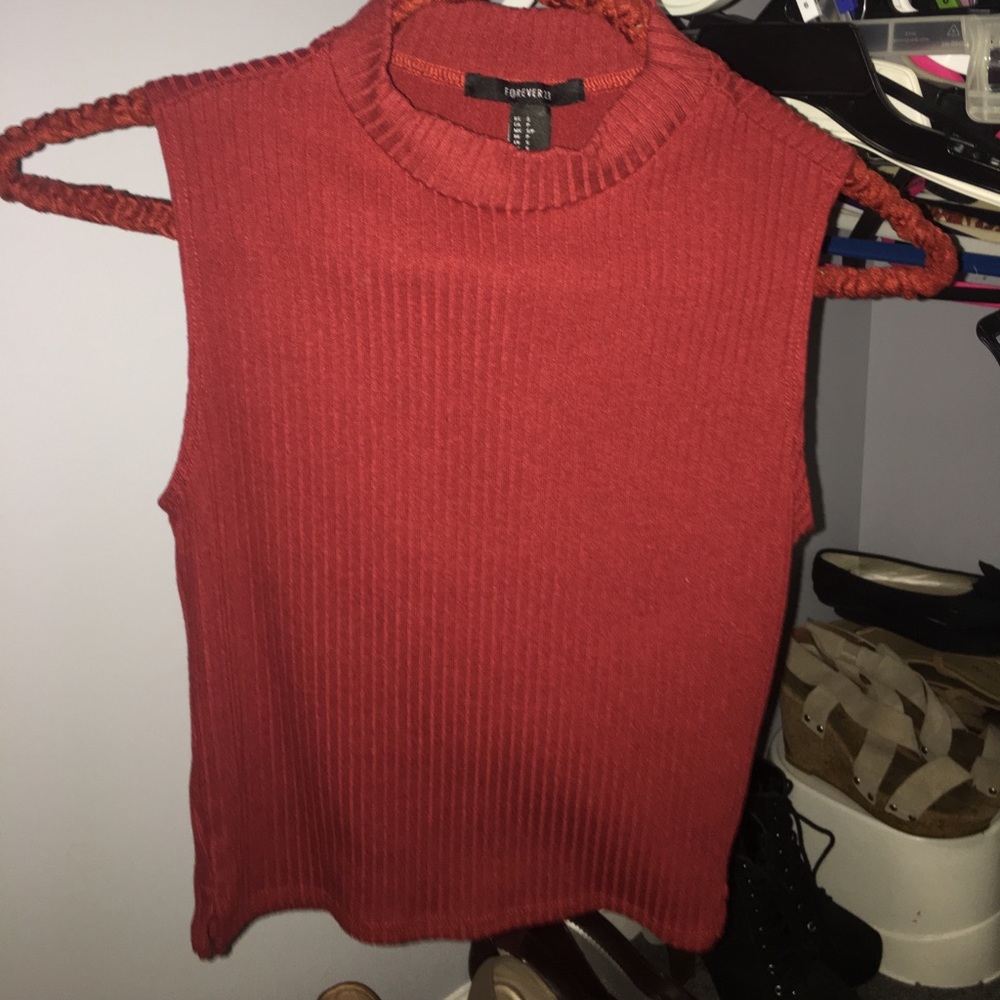 burnt red high neck tank