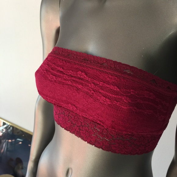 FREE PEOPLE Lace Bandeau Bralette in Fuchsia SMALL - Picture 2 of 5