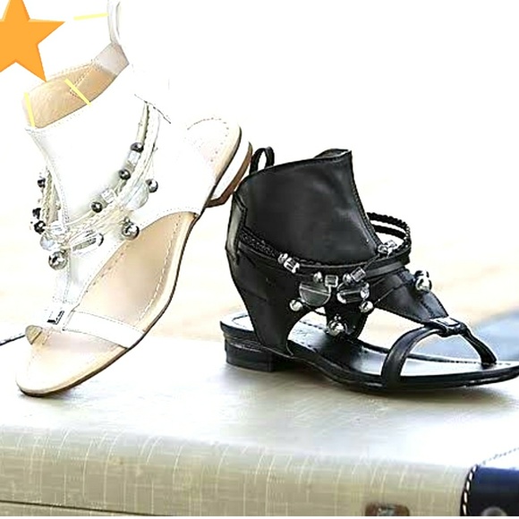 Beaded Black Embellished Collar Sandals 7.5 - Picture 3 of 7