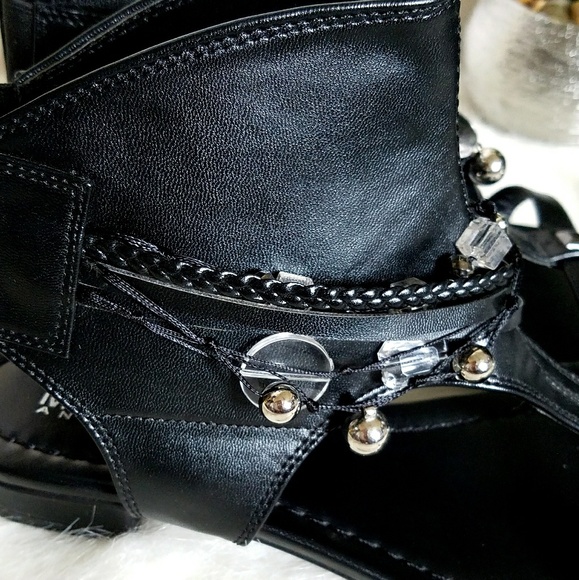 Beaded Black Embellished Collar Sandals 7.5 - Picture 4 of 7