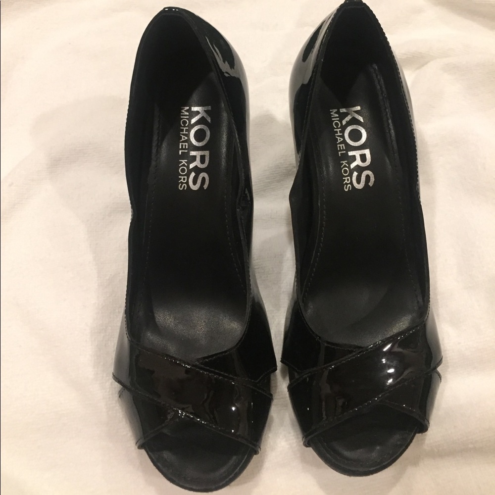 Michael Kors Patent Leather Peep Toe Pumps