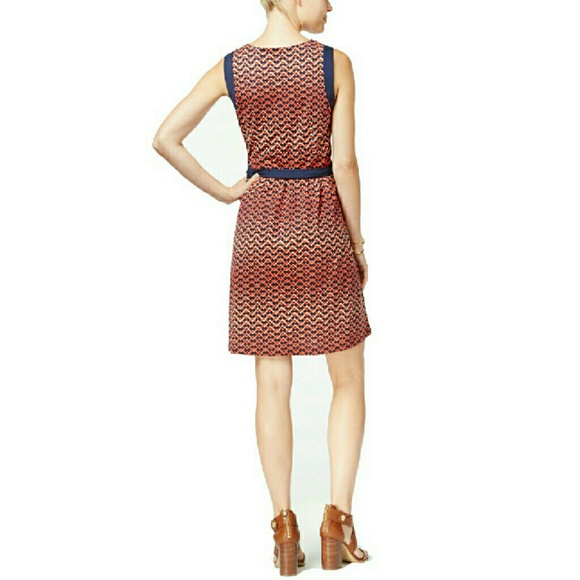 New Tommy Hilfiger Geometric Wrap Dress Sleeveless - Picture 2 of 5