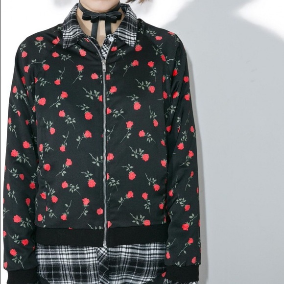 Nasty Gal NWOT rose bomber jacket - Picture 3 of 4