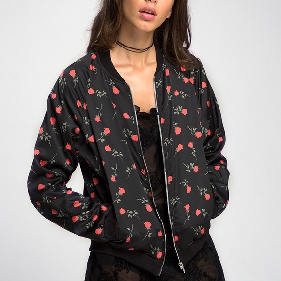 Nasty Gal NWOT rose bomber jacket - Picture 2 of 4