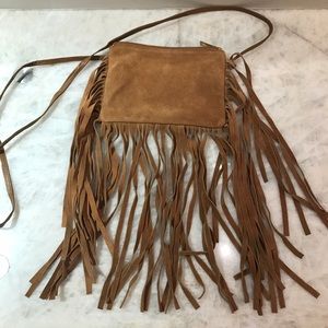 Topshop 100% Suede Camel/Tan Fringe Crossbody Bag Topshop 100% Suede Camel/Tan Fringe Crossbody Bag