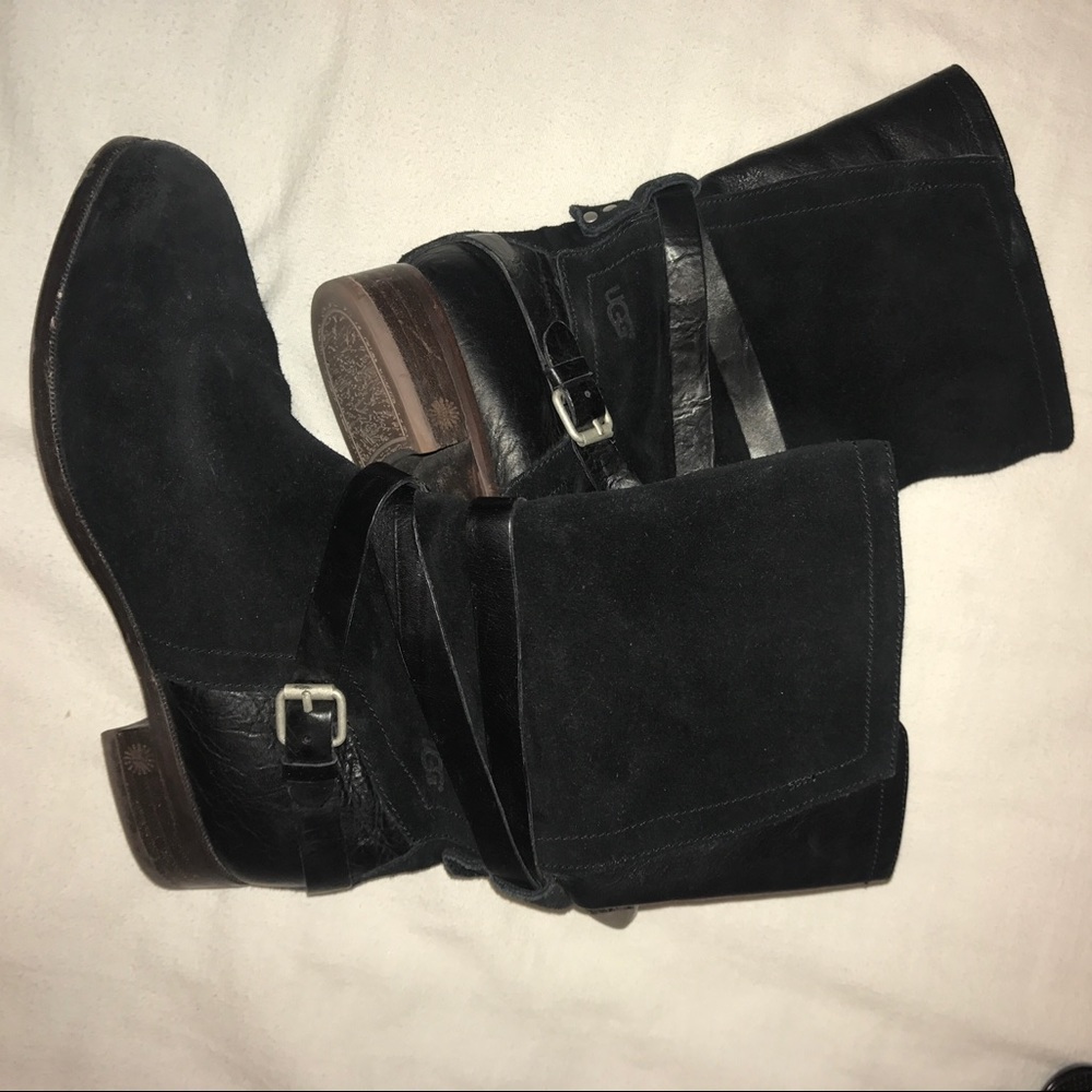 Black Leather and Suede Ugg Boots