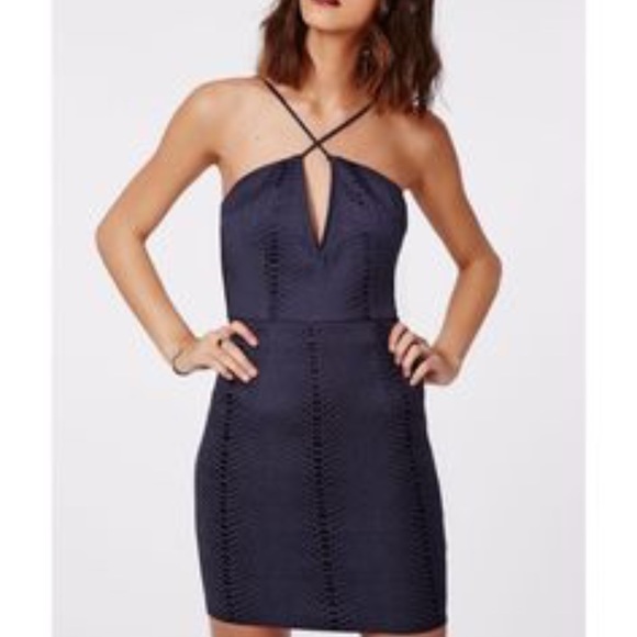 Blue missguided dress jacquard NWT - Picture 1 of 4