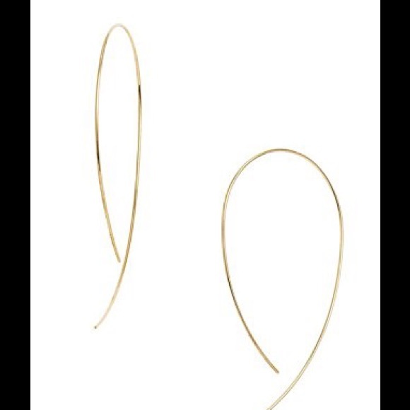 14K 𝗦𝗢𝗟𝗜𝗗 Yellow Gold Hooked On Hoops Upside Down Threader Earrings 2” Long - Picture 7 of 12