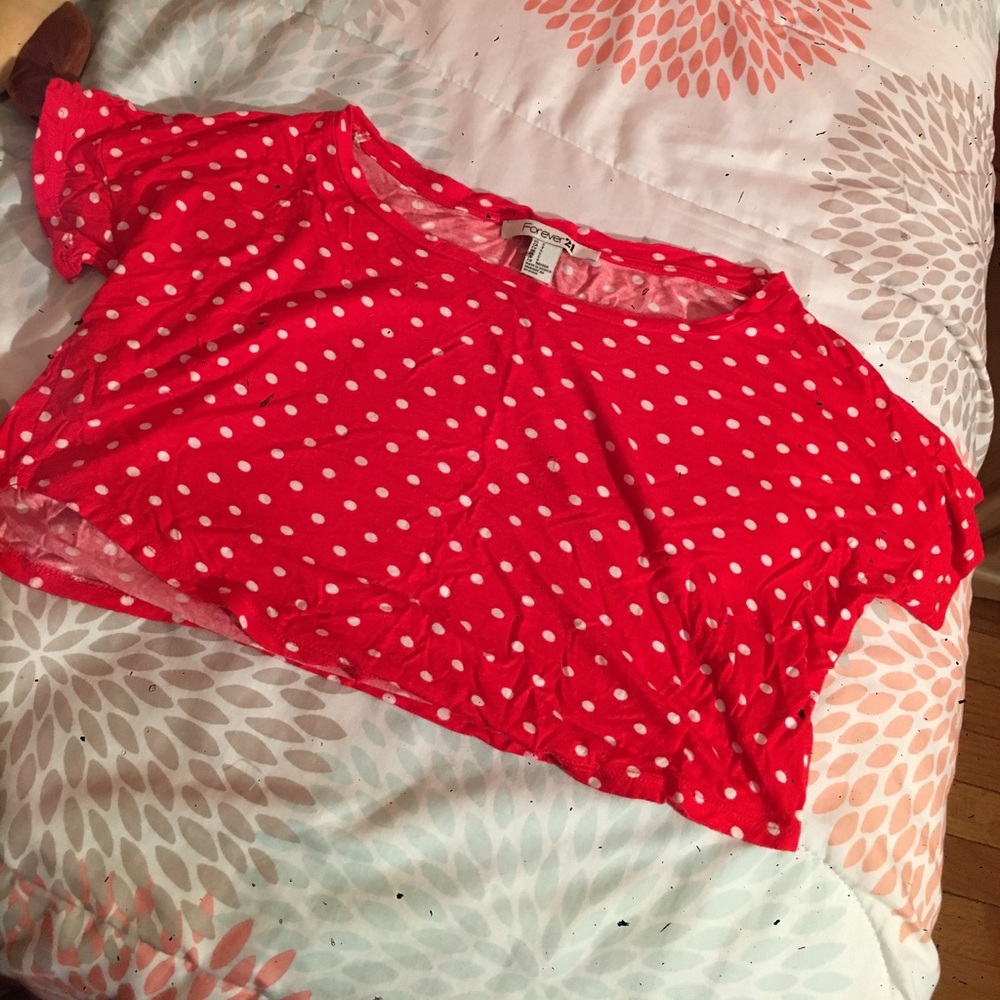 Red and white polka dot crop top!