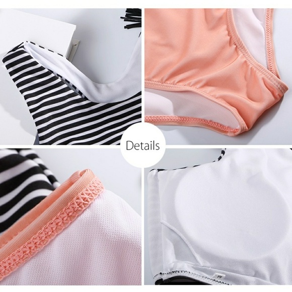 ❗️TOP ONLY High Waist Stripe Racerback Bikini - Picture 3 of 5