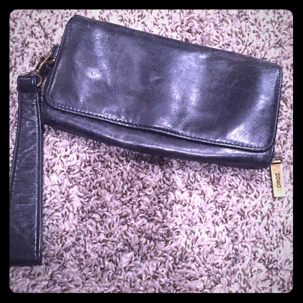 HOBO Black Leather Wristlet