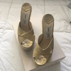 Jimmy Choo Metallic Gold Espadrilles