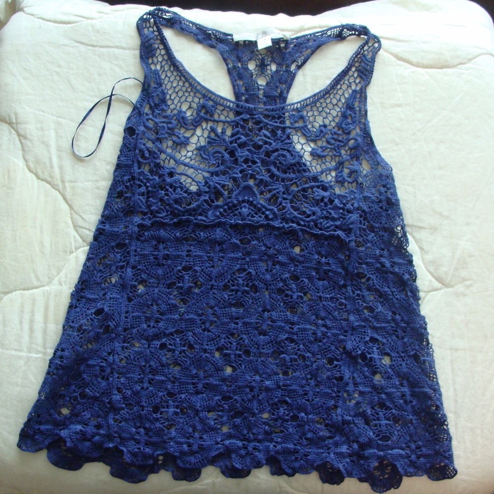 Lauren Conrad crochet and lace swing tank top