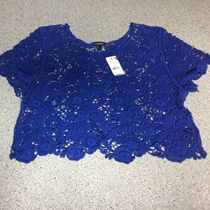 Blue crop see through shirt never worn