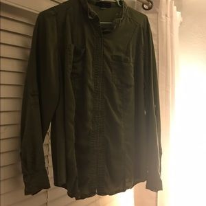 Army green button up shirt