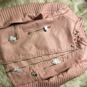 Faux leather pink jacket