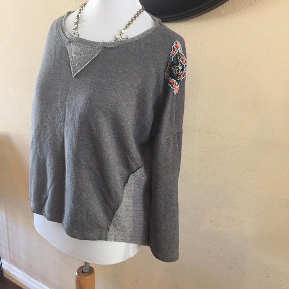 Xhilaration gray Beaded Shoulder Detail top - Picture 2 of 7