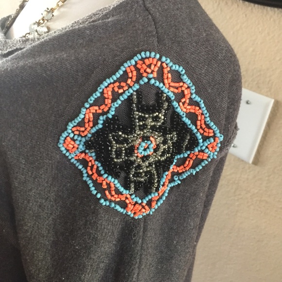 Xhilaration gray Beaded Shoulder Detail top - Picture 3 of 7