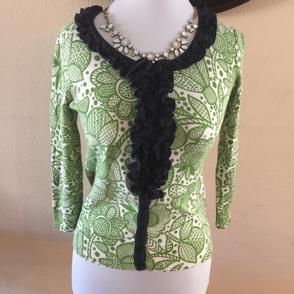 Tabitha green Floral Ruffle Cardigan