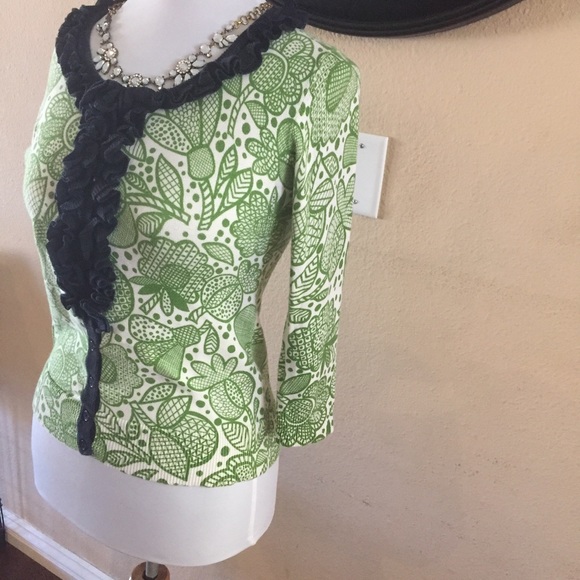 Tabitha green Floral Ruffle Cardigan - Picture 2 of 6