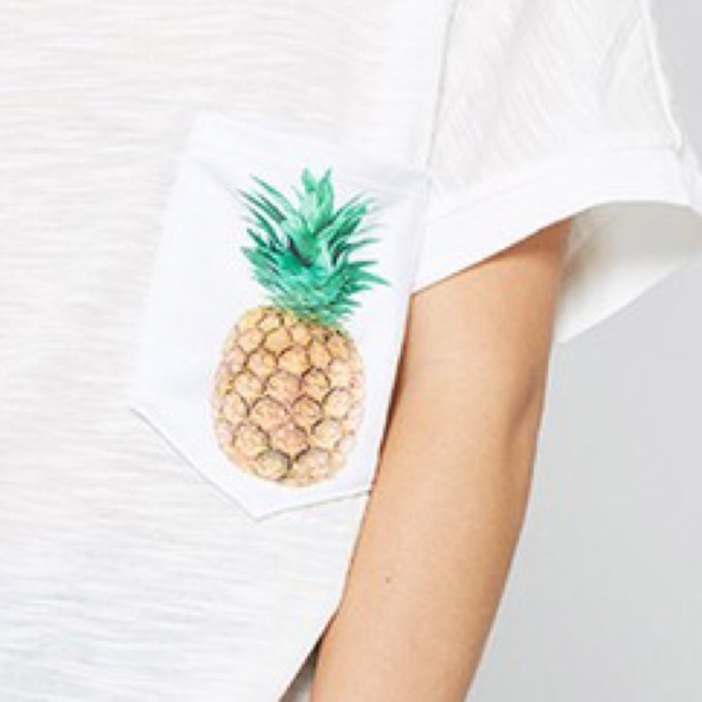 Pineapple print pocket tee top blouse - Picture 2 of 4