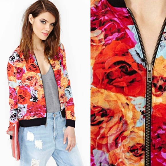 Nasty Gal Jackets & Blazers - nasty gal flower punch bomber jacket