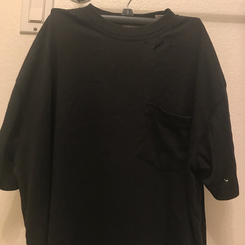 Distressed Black Pocket Tee