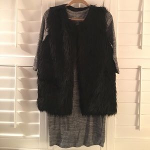 Oversized Black Faux-Fur Vest (New w/o tags)