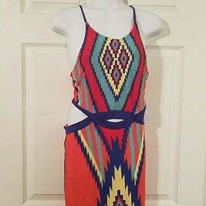 Aztecs Orange maxi dress
