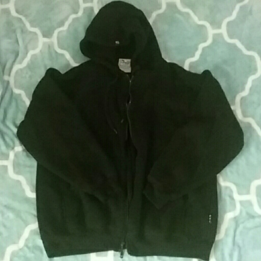 Black hoodie with zipper and pockets