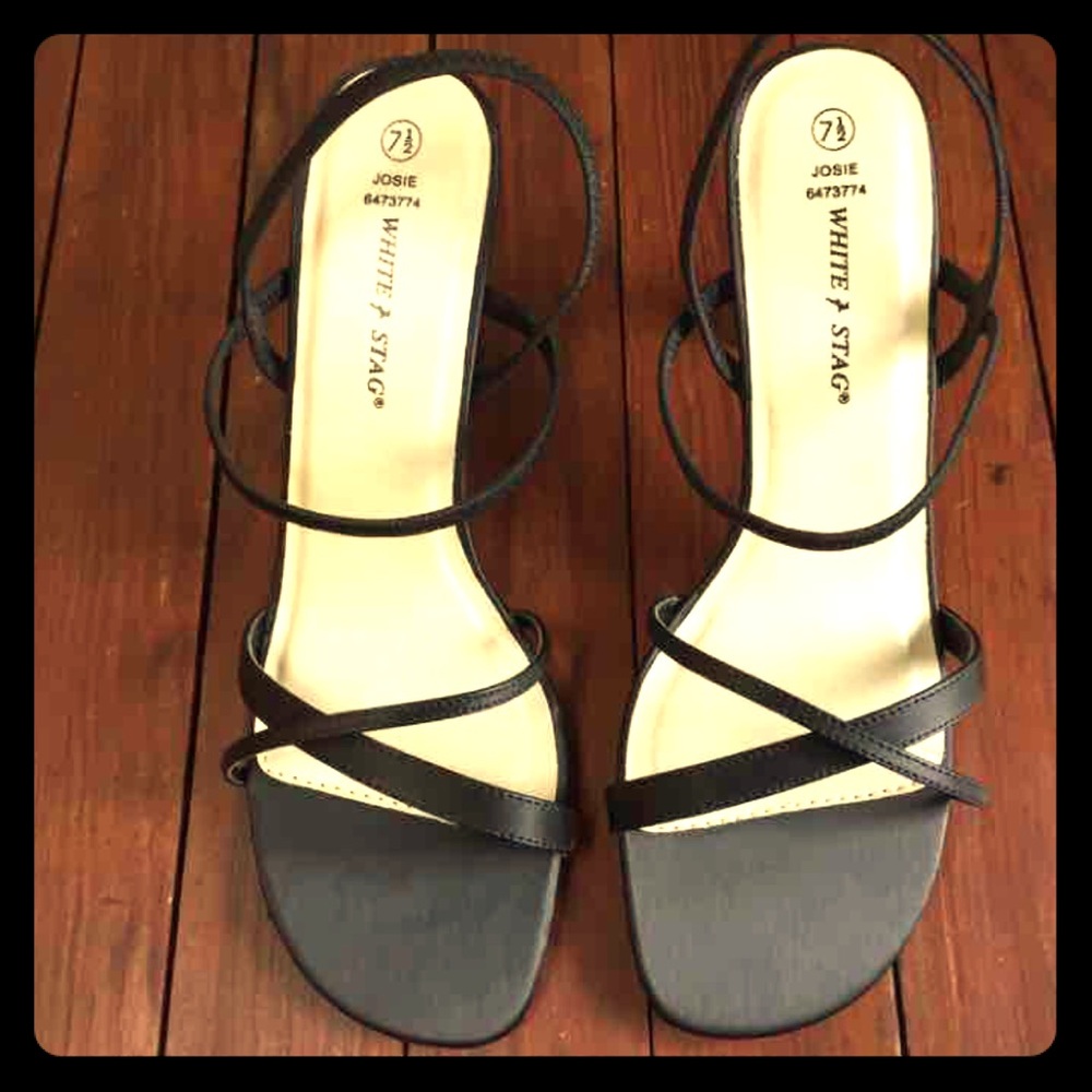 White Stag Black strappy sandal heels 7.5