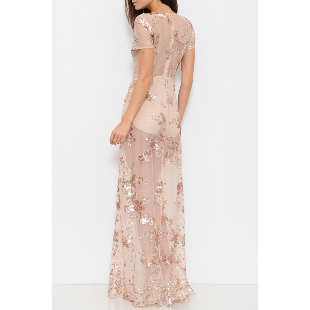 ✨Rose Gold Floral Sequin Dress - Picture 3 of 4