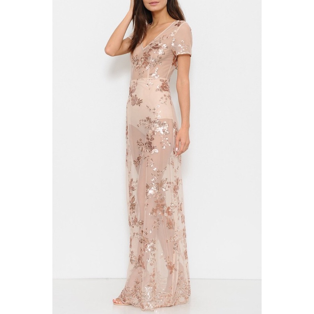 ✨Rose Gold Floral Sequin Dress - Picture 4 of 4