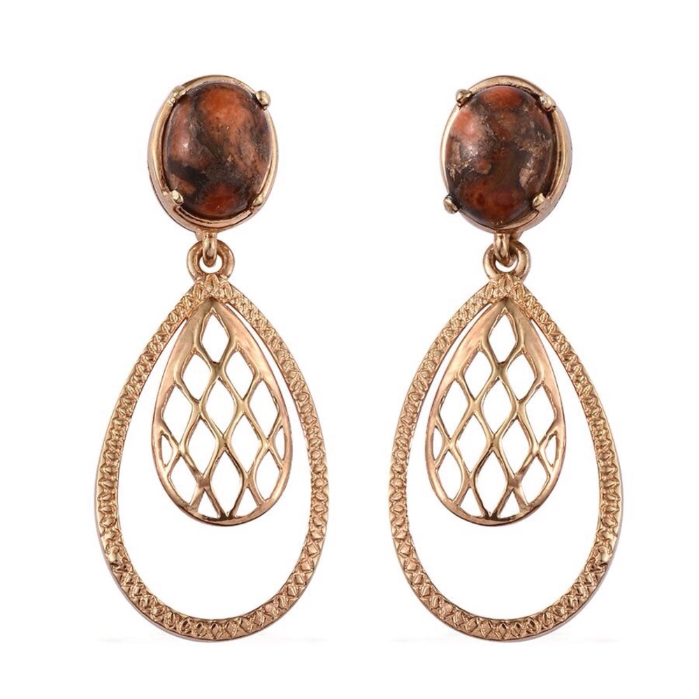 Orange Mojave Turquoise 14KYG over SS Earrings