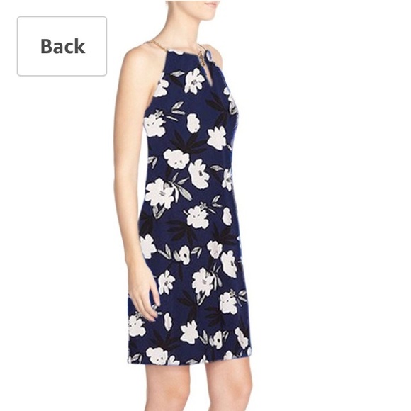 ➕Ivanka Trump Navy & Floral Dress/Chain - Picture 2 of 8