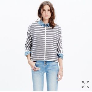 MADEWELL STRIPED BACK-ZIP PULLOVER SZ L