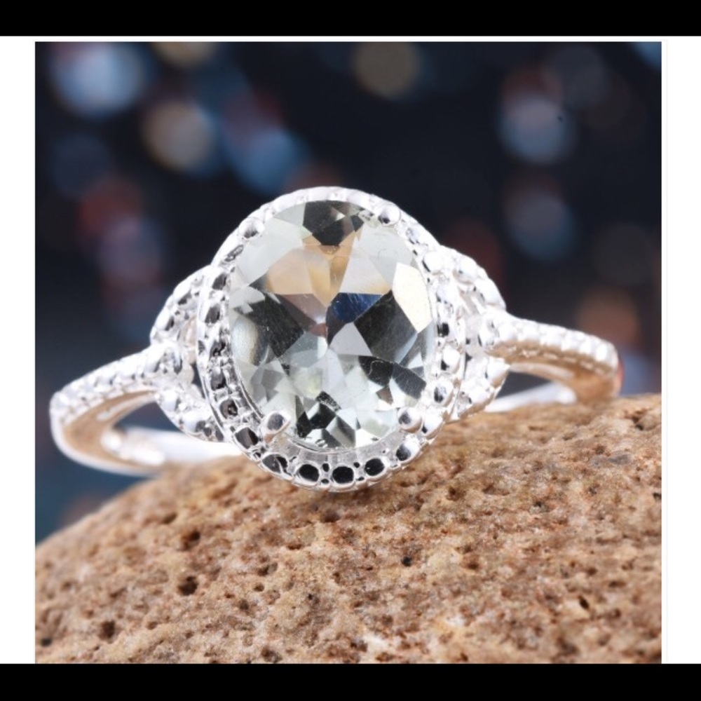 Green Amethyst Sterling silver ring size 9