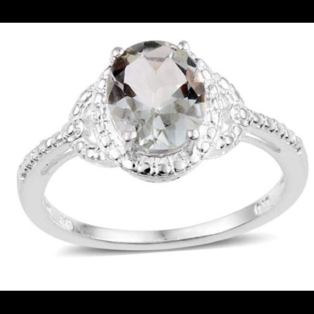 Green Amethyst Sterling silver ring size 9 - Picture 2 of 2