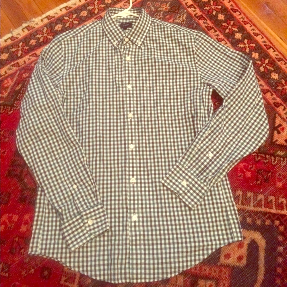 J Crew green/black oxford, M slim