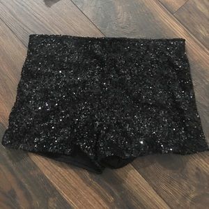 Sequined stretch shorts