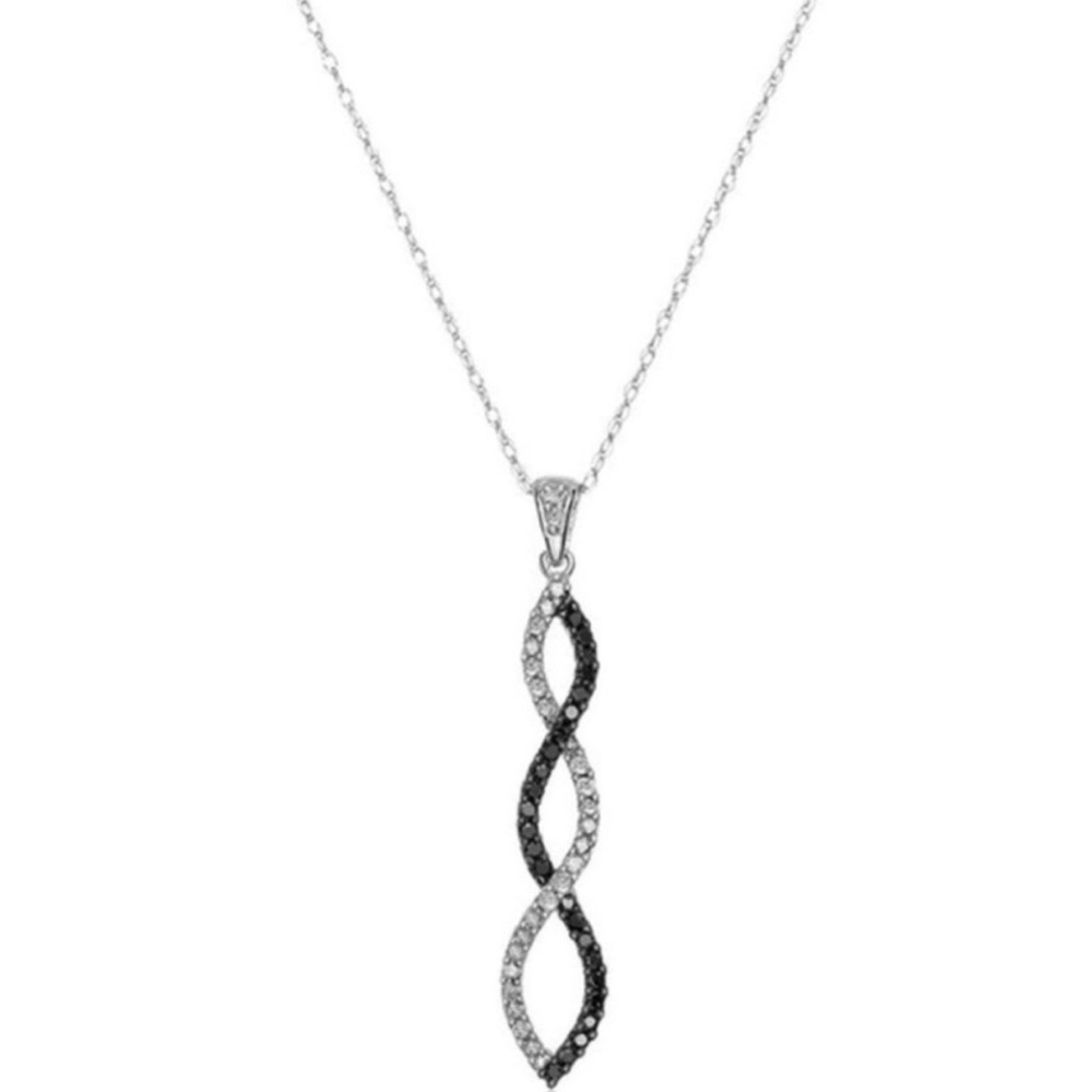 β‘οΈβ‘οΈπ925 Silver Black & White CZ Pendant Necklace - Picture 2 of 3