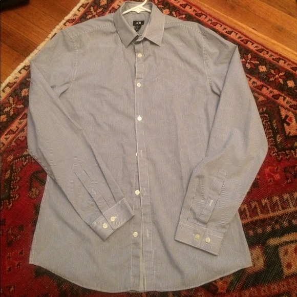 Navy, thin stripe oxford, H&M, medium - Picture 1 of 1