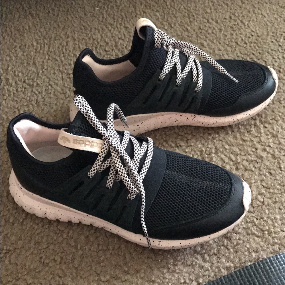 Customized adidas rose gold pink and black shoes