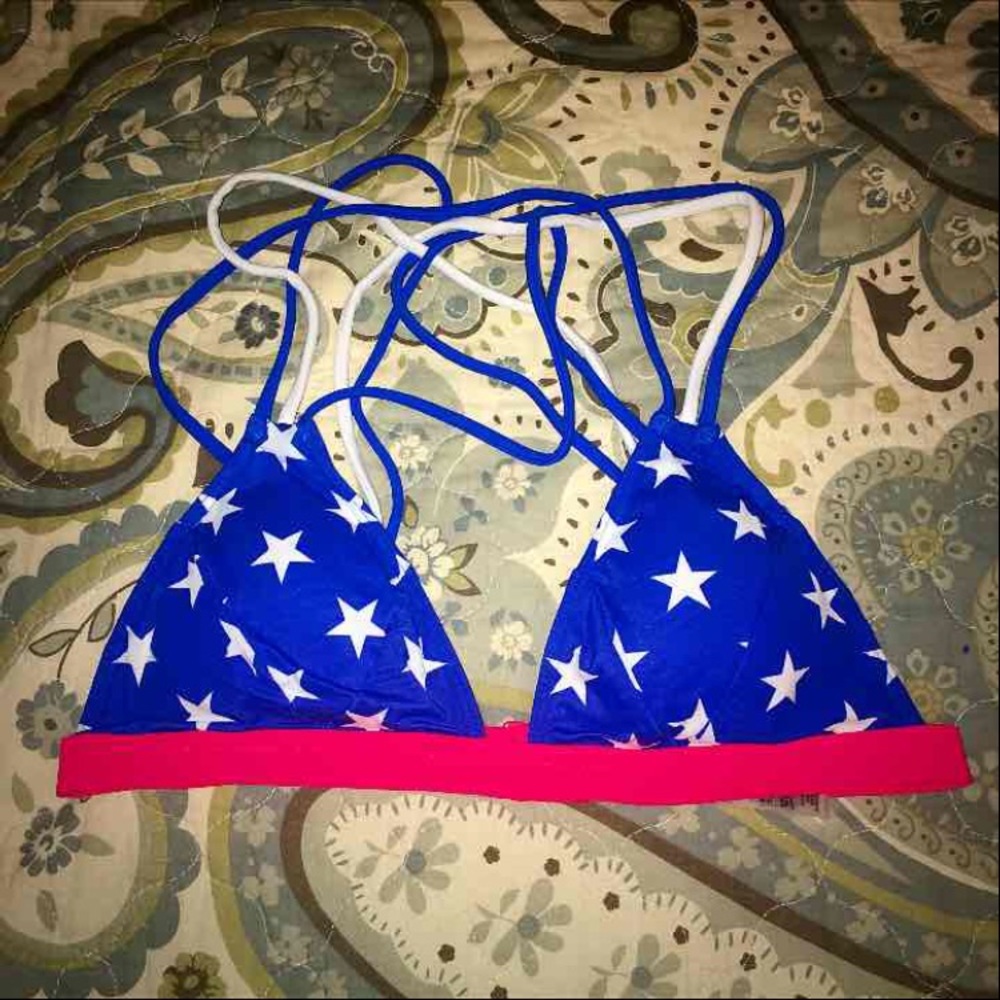 NWT VS PINK Strappy American Flag Bikini Top 🇺🇸