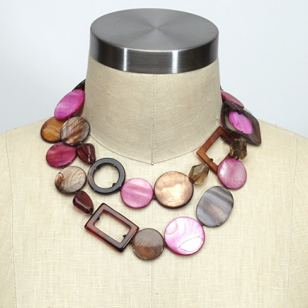 purple pink geometric necklace